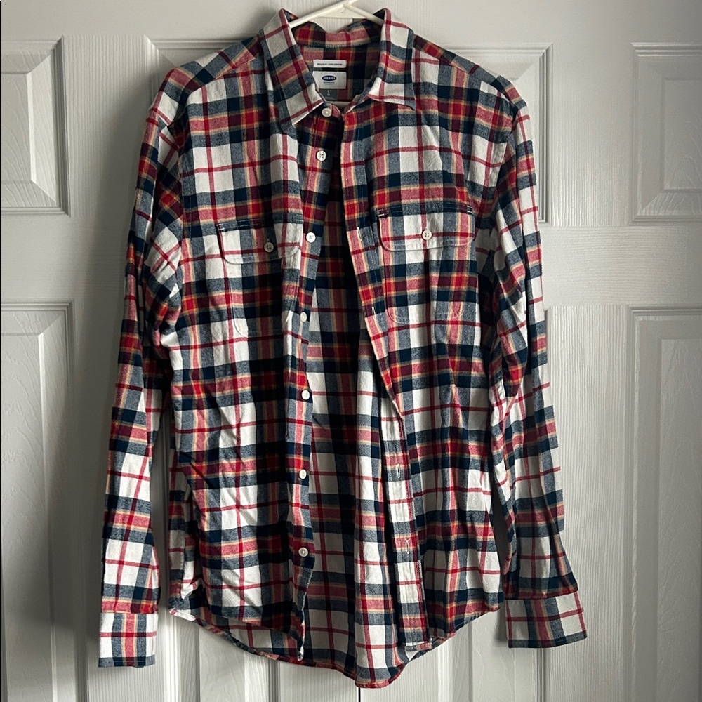 Old Navy Plaid Button-Down Shirt - Red, Navy & White